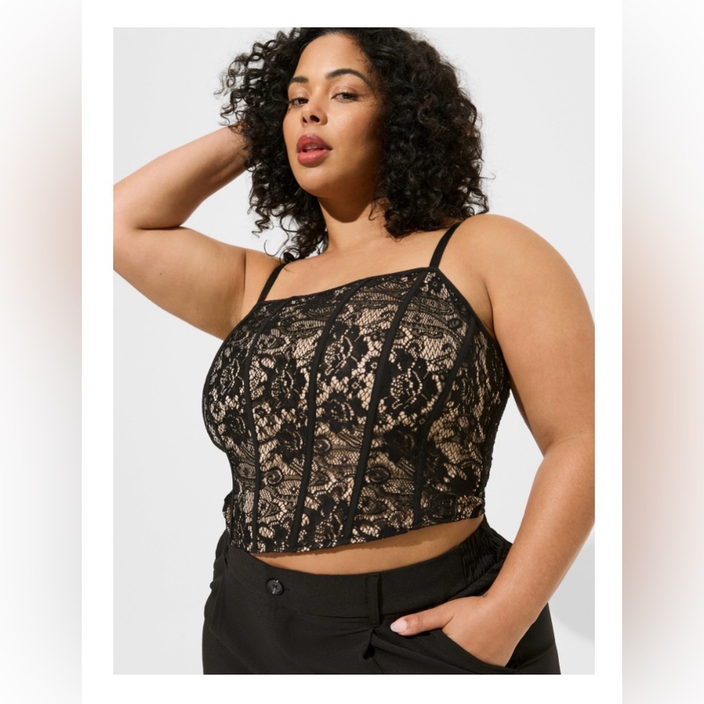 Torrid Black Lace Corset Crop Top